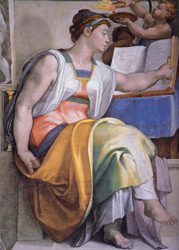 UNTERBERGER, Michelangelo The erythreanska sibyllan fran sixtinska Chapel ceiling oil painting image